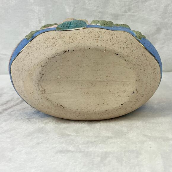 Southwestern Desert Scene Pottery Vase Cactus Sunset Relief Painted 5.5 Handmade - Picture 6 of 13